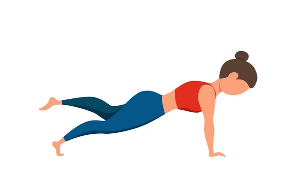 Meisje oefenen yoga asana poses en gezonde levensstijl schattig cartoon — Stockvector