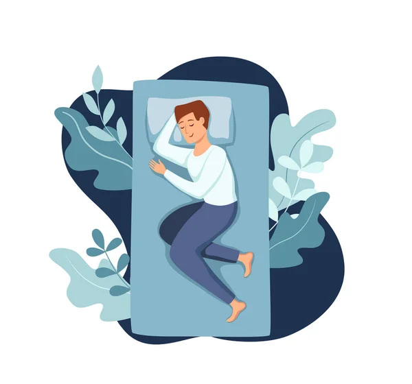 Schlafende wache Frau im Bett leidet unter Schlaflosigkeit. Vektorillustration — Stockvektor