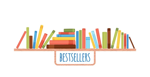 Bücherregale Vektor-Wandgestaltung für Bestseller im Geschäft, Klassenzimmer, Büro, Bibliothek, Schule, Hauseinrichtung. — Stockvektor