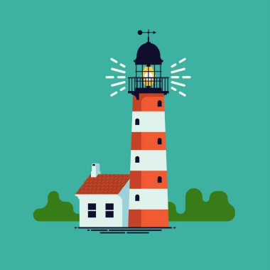 Güzel düz vektör deniz feneri