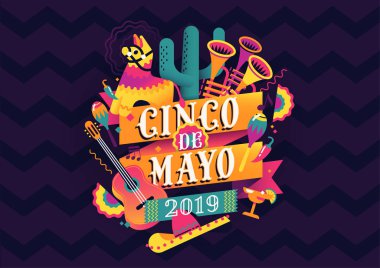Federal Meksika tatil Cinco de Mayo veya 5 Mayıs kutlama vektör arka plan. Meksika temalı partiler el ilanları, afişler ve sosyal medya gönderileri için idealdir