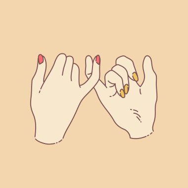 Pinky söz kavramı vektör illüstrasyon iki el iki küçük parmak ile serçe küfür jest icra