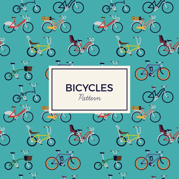 Lovely Colourful Urban Bicycles Vector Flat Seamless Pattern Ideal Wrapping — Stock Vector