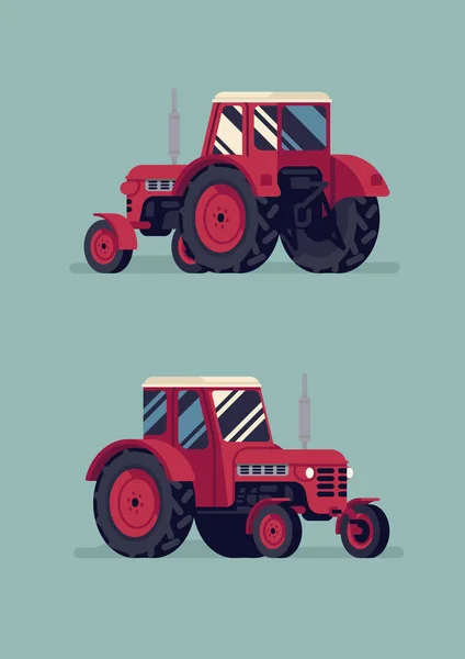 Terrain Ferme Machines Agricoles Petit Tracteur Avec Cabine Vue Avant — Image vectorielle