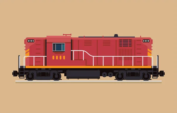 Flat Design Railway Lok Godståg Diesel Elektrisk Motor Hood Unit — Stock vektor