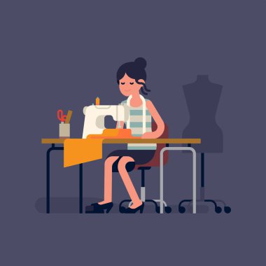 Tailor woman at work clipart