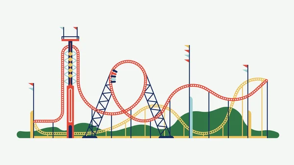Parque de diversões Roller Coaster — Vetor de Stock