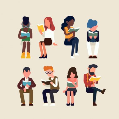 Kitap okuyan soyut insanlar