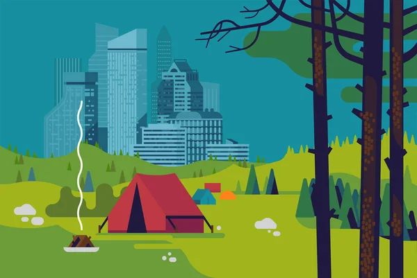 Illustration du concept de camping — Image vectorielle