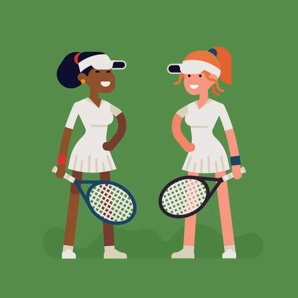 Female tennis characters — Stock Vector