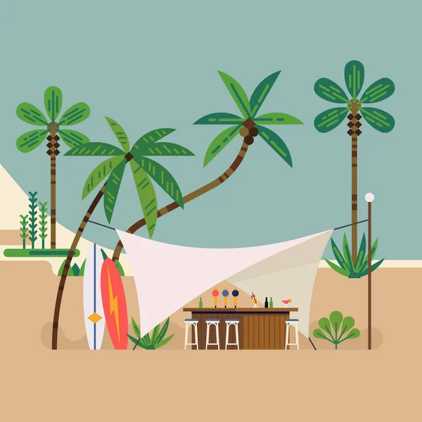 Summer beach bar scene — Stock Vector