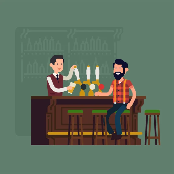 Bar scene with bartender and customer — Stock Vector