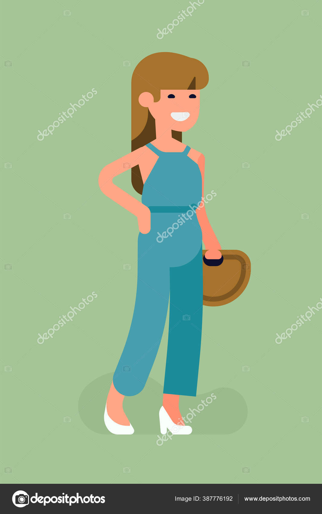 Ilustrasi Vektor Keren Pada Karakter Wanita Modis Dengan Rambut Cokelat Stok Vektor C Masha Tace 387776192