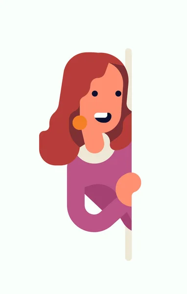 フラットベクトルイラスト上のCaucasian Redhead女性視点から後ろから空白のバナー — ストックベクタ