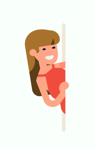 Cool Vektor Illustration Ung Vuxen Kvinna Som Håller Sida Vertikal — Stock vektor