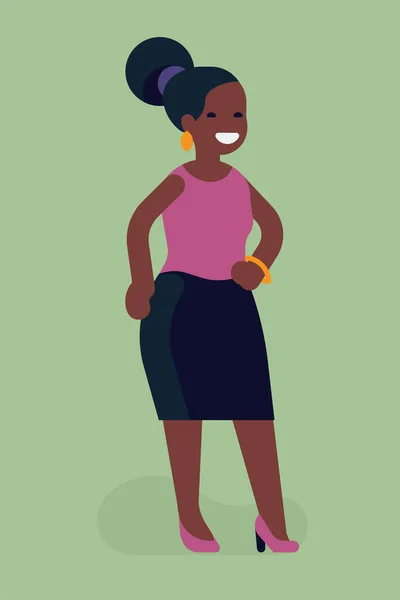 Cool Vetor Ilustração Moda Africano Mulher Personagem Com Afro Sopro — Vetor de Stock