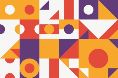 Kısıtlı renk paletinde havalı vektör retro minimalist geometrik arka plan. Modüler ilkel şekiller desen dokusu