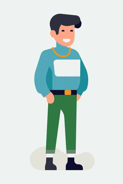 Cool Vector Flat Character Design Casually Clothed Cheerful Millennial Student — Stock Vector