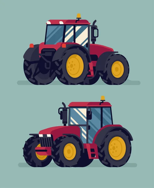 Agricultura Maquinaria Pesada Vehículo Vector Concepto Tractor Cuatro Ruedas Motrices — Archivo Imágenes Vectoriales