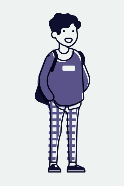 Cool Lineární Ilustrace Mladém Dospělém Studentovi Módním Oblečení Izolované Nastavitelná — Stockový vektor