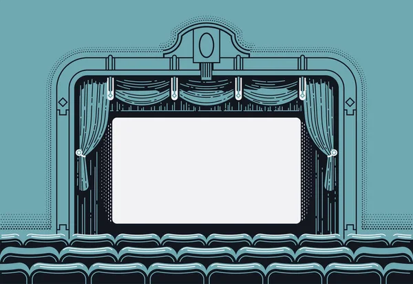 Cinema Cinema Cinema Schermo Vettoriale Illustrazione Stile Retrò Design Pulito — Vettoriale Stock