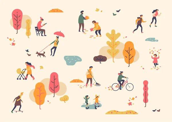 Otoño Parque Ciudad Precioso Fondo Vectorial Minimalista Las Alegrías Temporada — Archivo Imágenes Vectoriales