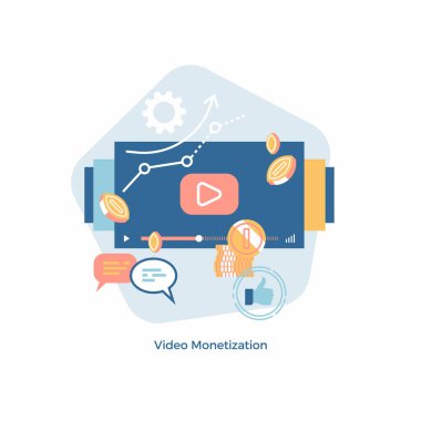 Görüntü içeriği monetizasyonunda havalı düz vektör tasarımı ögesi