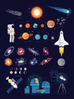with astronaut, spacecrafts, planets, galaxies  clipart