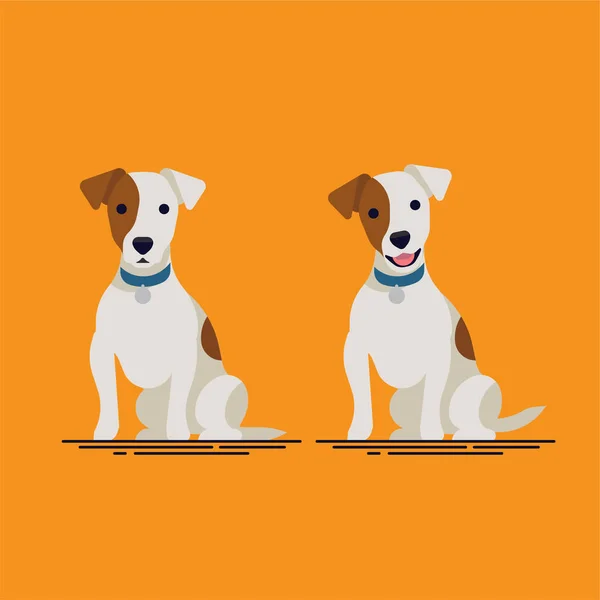 Cute Płaski Wektor Mały Pies Projekt Postaci Jack Russell Terrier — Wektor stockowy
