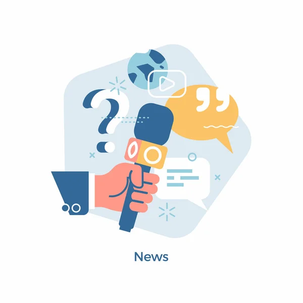 Quality Vector Concept Visual Global News Journalism Live Press Report — Stock Vector
