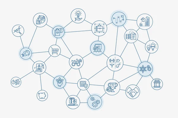 금융과의 산업에서의 연구에 미니멀리즘적 개념은 아이콘과 기호를 비즈니스 네트워크 — 스톡 벡터