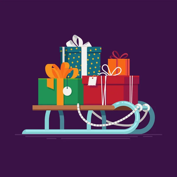 Прекрасна Векторна Ілюстрація Різдвяні Подарунки Подарунки Подарунковими Коробками Пакетами Встановленими — стоковий вектор