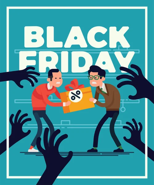 Engraçado Black Friday Ilustração Plana Com Dois Compradores Lutando Por —  Vetores de Stock