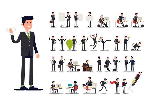 Office Worker Formal Suit Large Set Vector Flat Character Design — Stock Vector