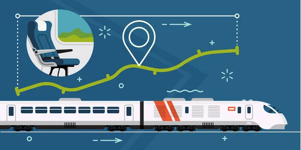 Illustrazione Concettuale Vettoriale Treno Espresso Alta Velocità Con Percorso Astratto — Vettoriale Stock