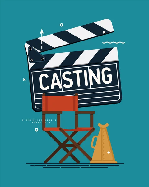 Cool Vector Casting Concept Illustration Movie Producing Film Direction Studio — Stock Vector