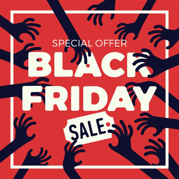 Lustige Vektor Black Friday Sale Sonderangebot Quadratischen Banner Oder Flyer Stockillustration