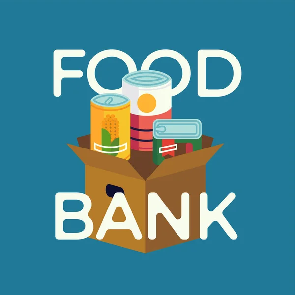 Food Bank Einfache Konzeption Illustration Mit Konserven Nicht Verderbliche Lebensmittel Stockvektor