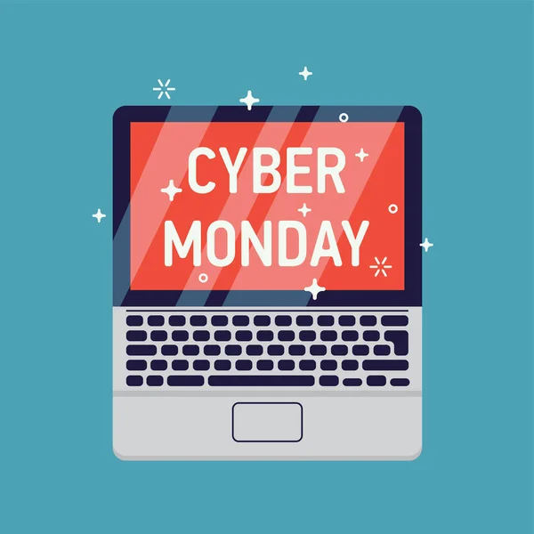 Cyber Monday Vector Concept Achtergrond Met Laptop Display Sample Titel — Stockvector