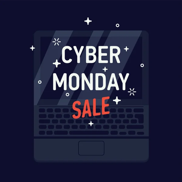Cyber Monday Sale Dunklen Vektor Hintergrund Mit Einfachen Flachen Stil — Stockvektor