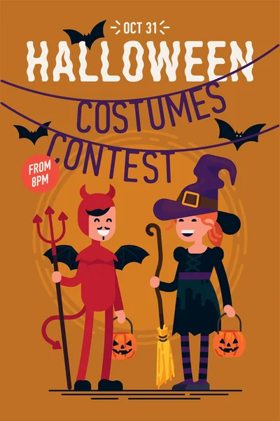 Fajny Wzór Wektor Halloween Costumes Contest Plakat Strony Baner Lub — Wektor stockowy