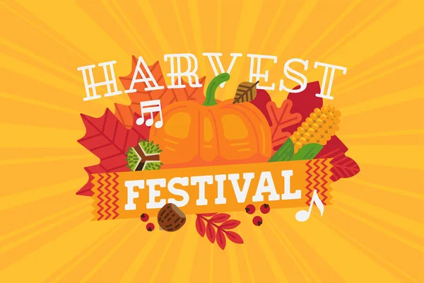 Poziomy Baner Plakat Lub Szablon Ulotki Harvest Festival Święto Dziękczynienia — Wektor stockowy