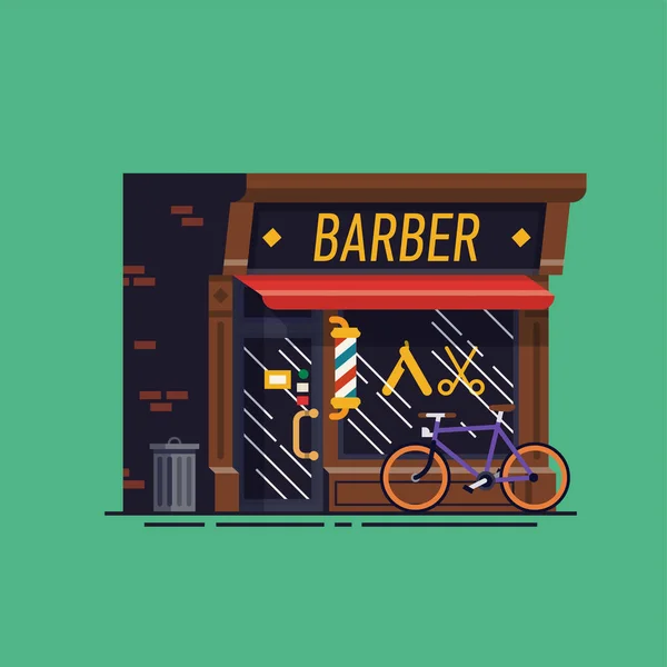 Cool Vetor Barbearia Estilo Plano Ilustração — Vetor de Stock