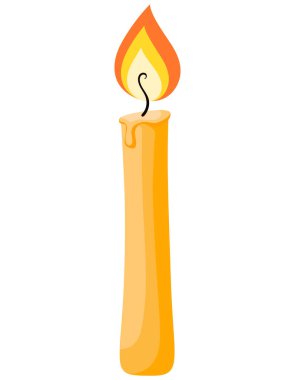 Yanan mum. Beyaz arkaplanda tek bir nesne izole edildi.