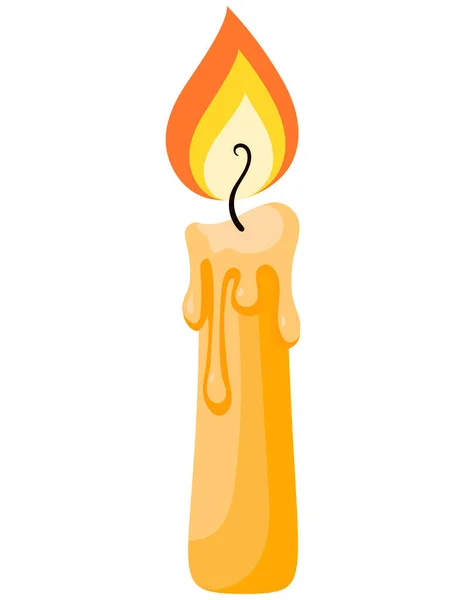 Burning Wax Candle Single Object Isolated White Background — Stock Vector