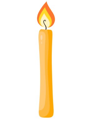 Yanan mum. Beyaz arkaplanda tek bir nesne izole edildi.