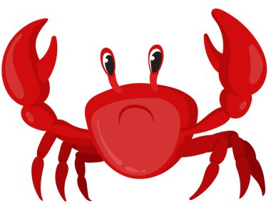 Çizgi film tarzında yengeç. Beyaz arka planda izole edilmiş deniz hayvanı.