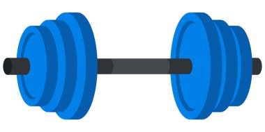 Dumbbell beyaz arka planda izole edilmiş. Çizgi film tarzında spor aletleri.