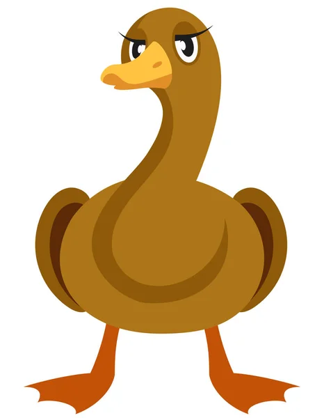 Duck Front View Farm Animal Cartoon Style — Stock Vector