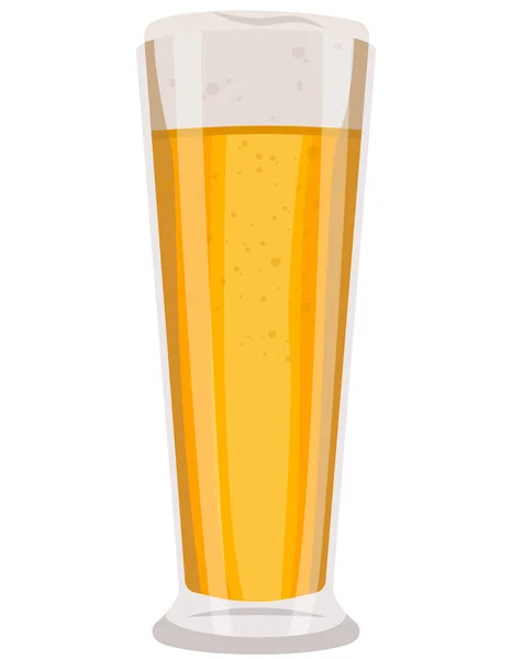 Full Glass Beer Single Object Isolated White Background — Stock Vector